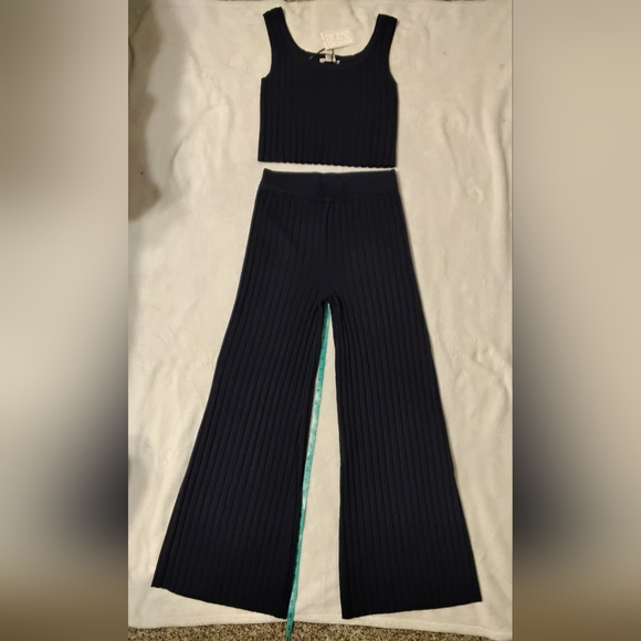 Sincerly Jules Pants - Sincerely Jules Navy Blue Ribbed Pantsuit